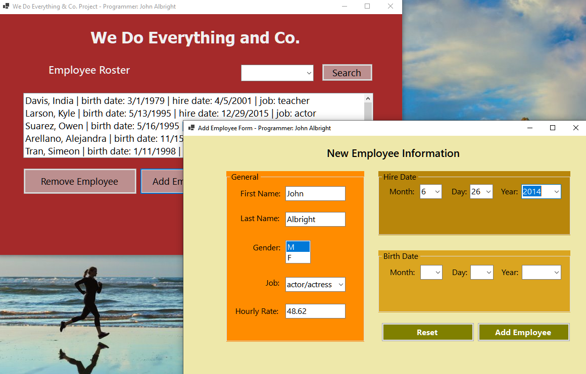 Employee Roster Program (Console) Screenshot
