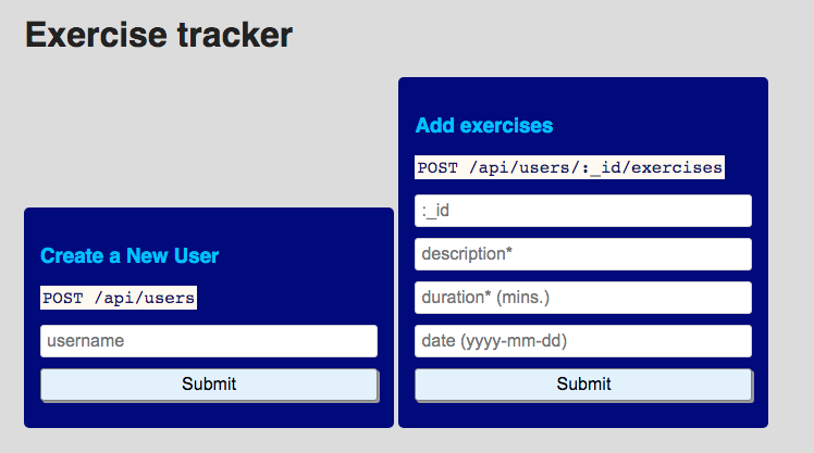 Exercise Tracker Project Screenshot